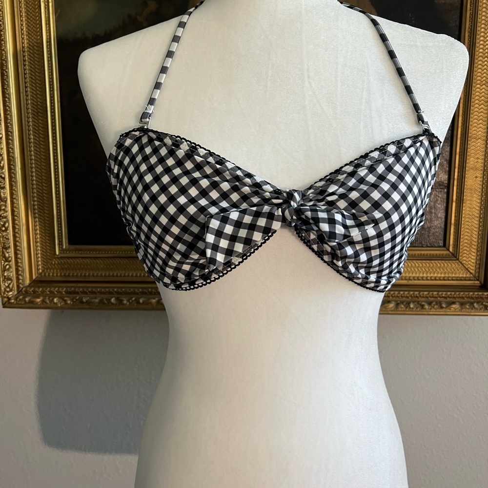 Black and White Gingham Bikini Top